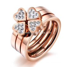 2015 New Clover jewelry rose gold ring with diamonds triple ring a ring three sets of titanium steel ring GJ420 love to wear